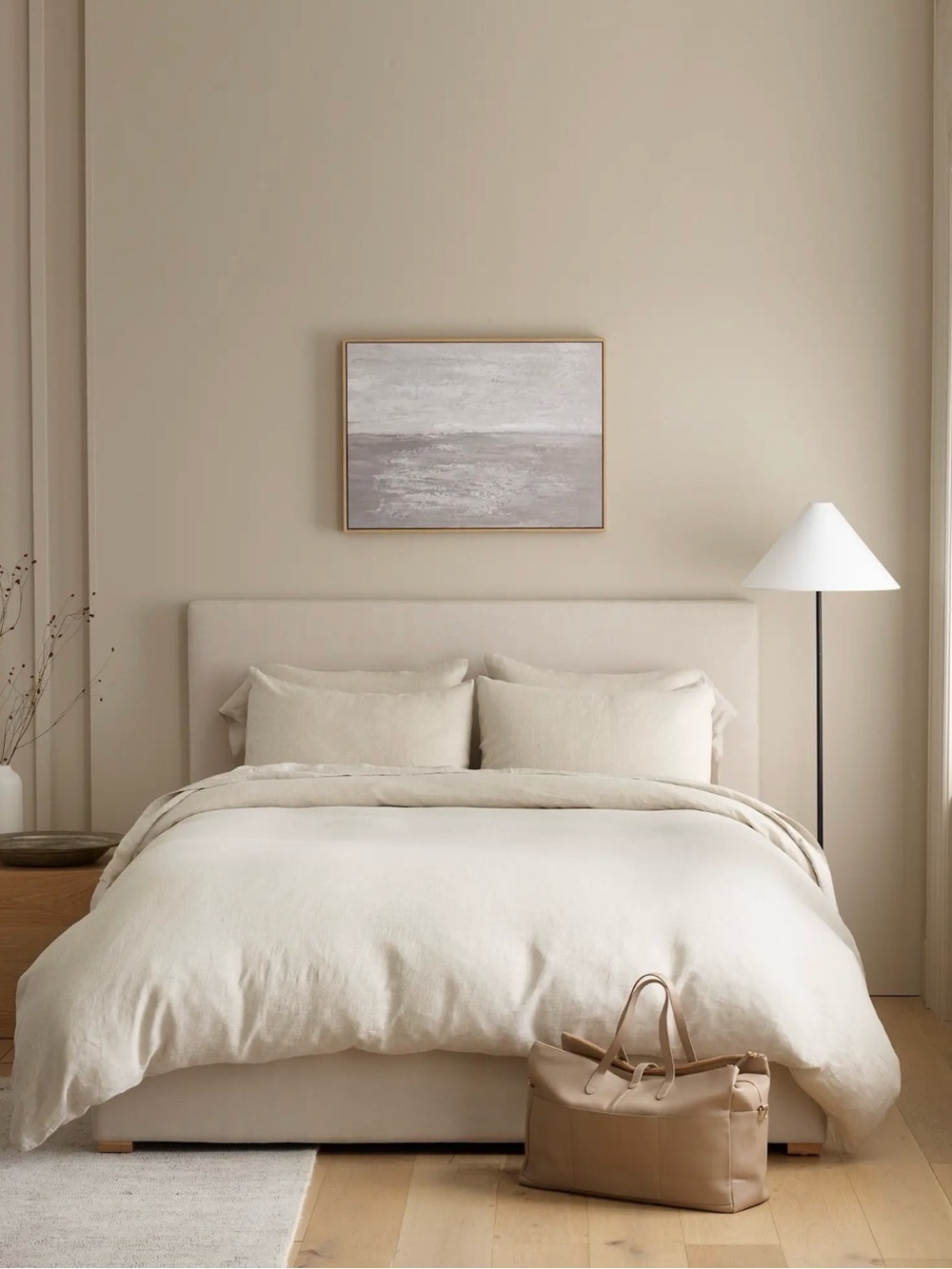 Sand European Linen Duvet Cover with Box Quilt Shams - 194 Retail